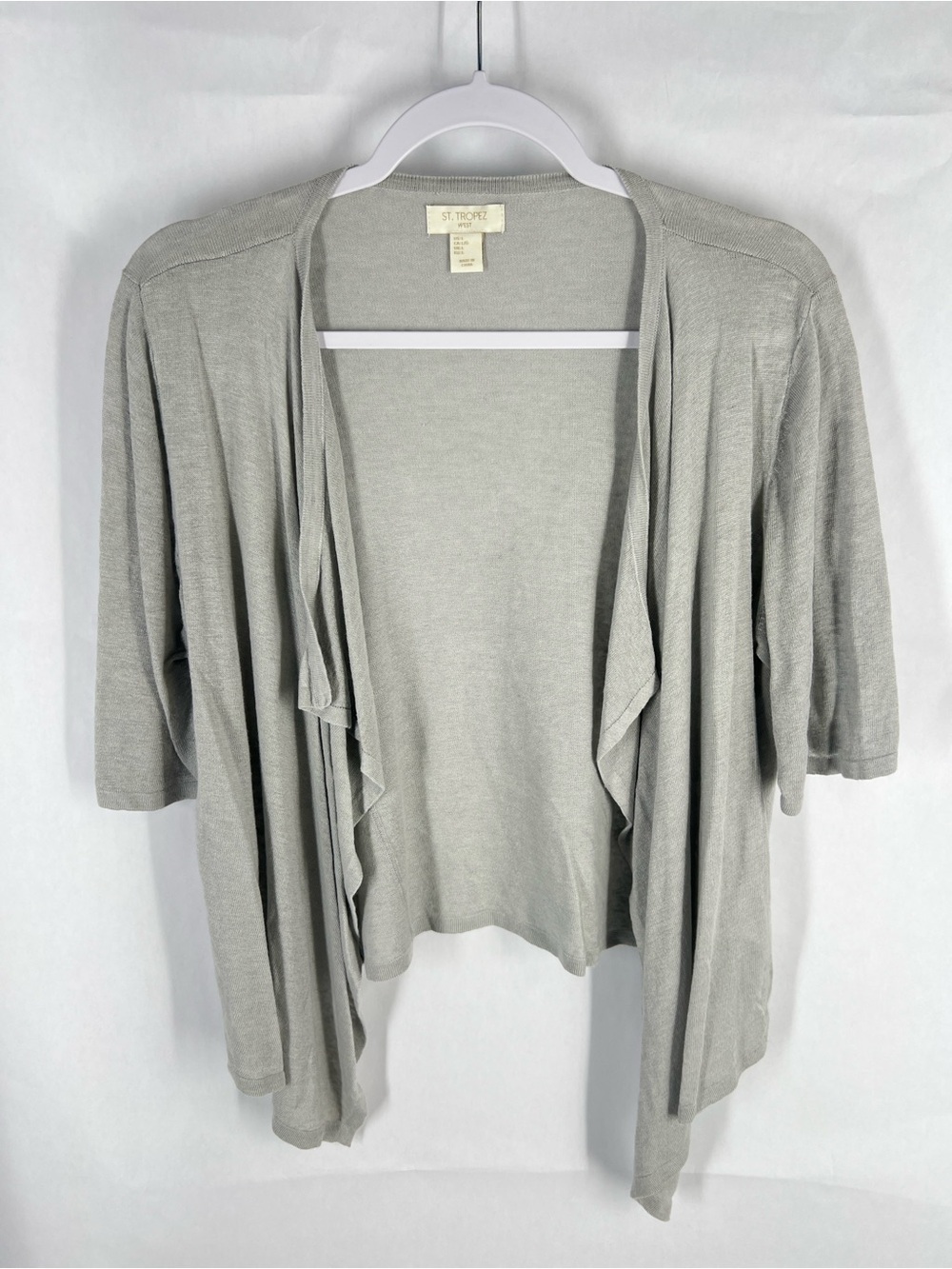 St. Tropez Gray Open-Front Waterfall Cardigan